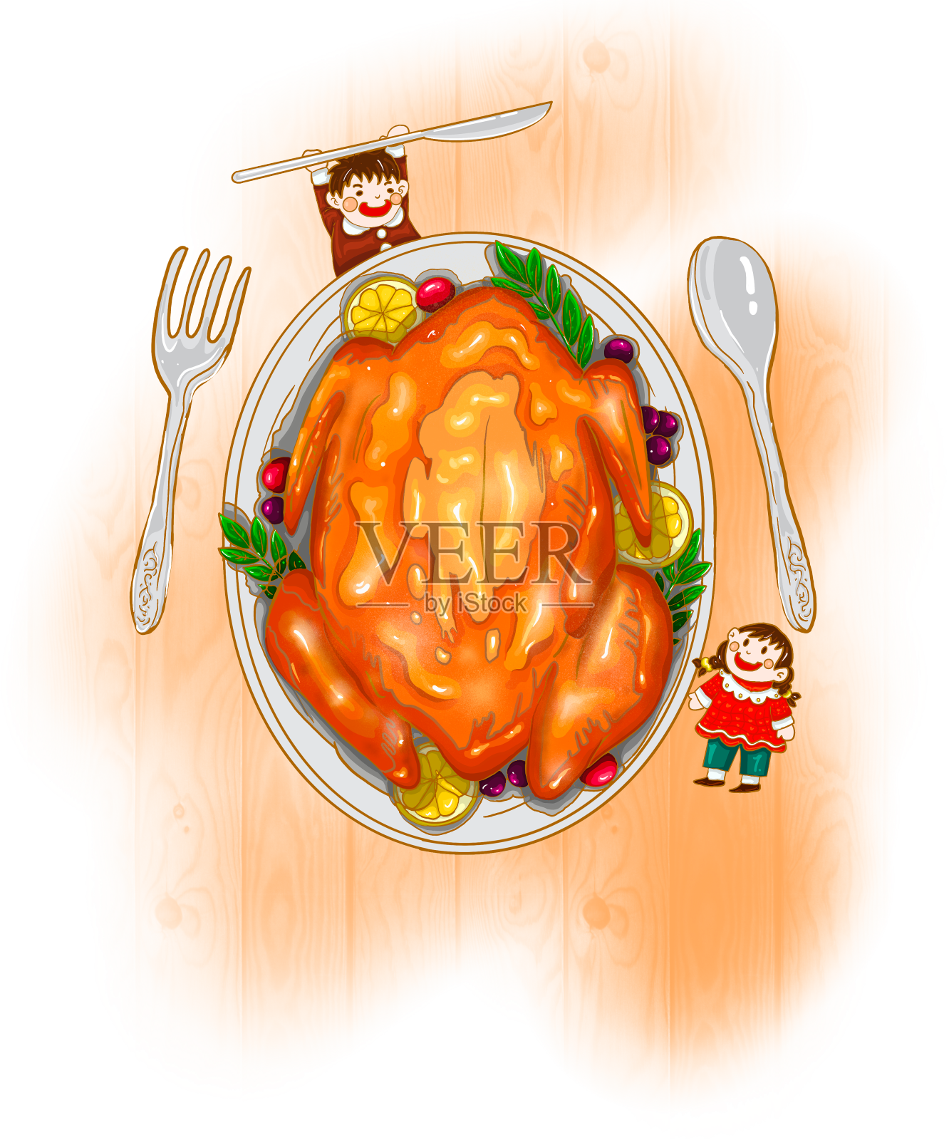 感恩节火鸡物品人物组合设计元素图片