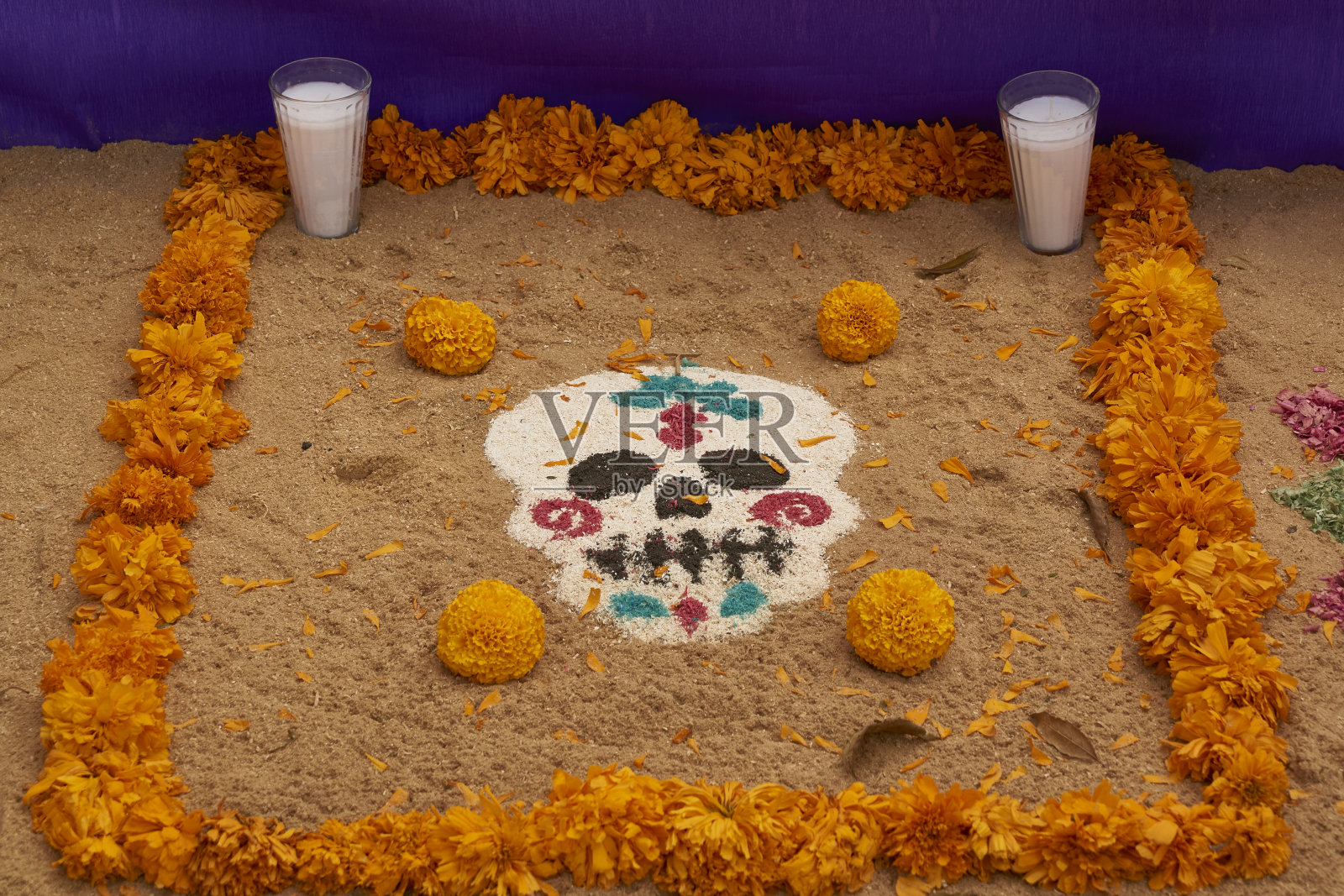 墨西哥人的传统庆祝活动，死者的圣坛照片摄影图片