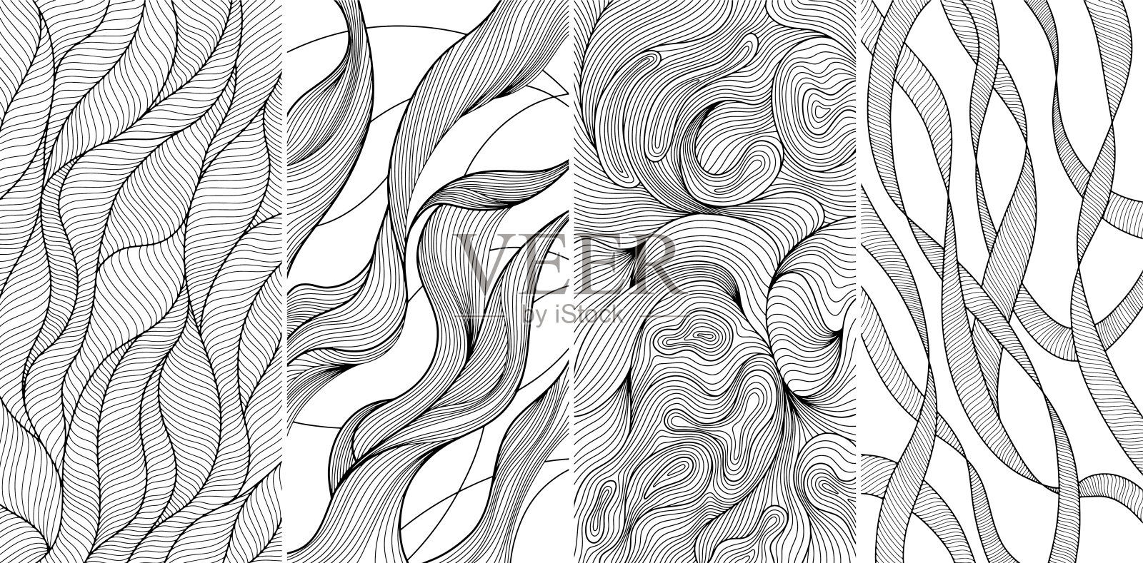 矢量艺术。布局模板。波浪曲线背景设置插画图片素材