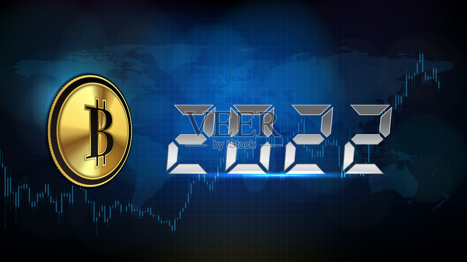 抽象的未来技术背景与比特币加密货币的未来图插画图片素材