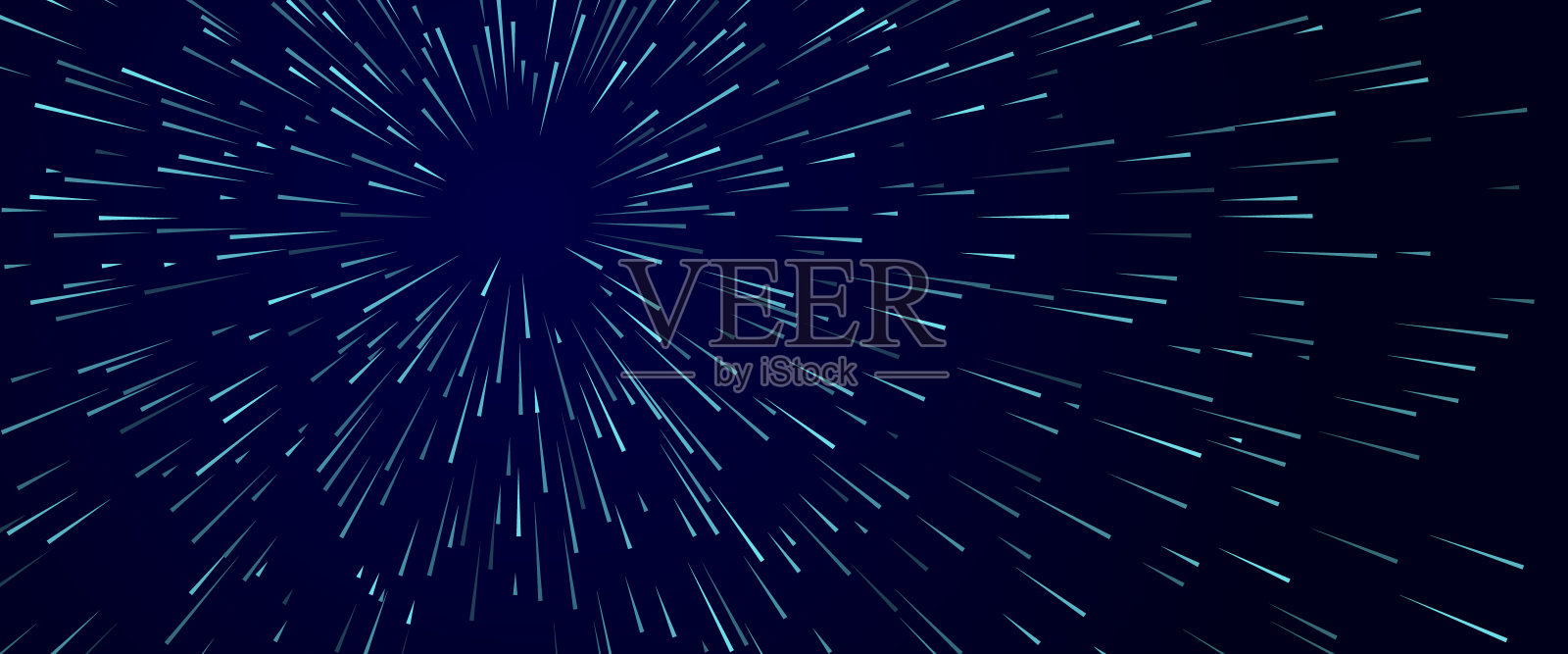 抽象的蓝色背景与线条。作为动态说明的径向粒子。插画图片素材