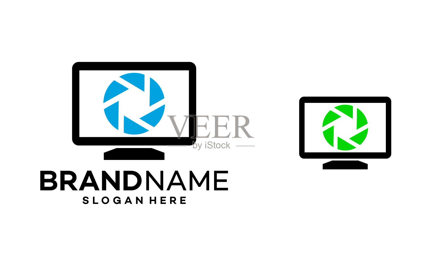 相机计算机图标标志设计模板插图向量插画图片素材