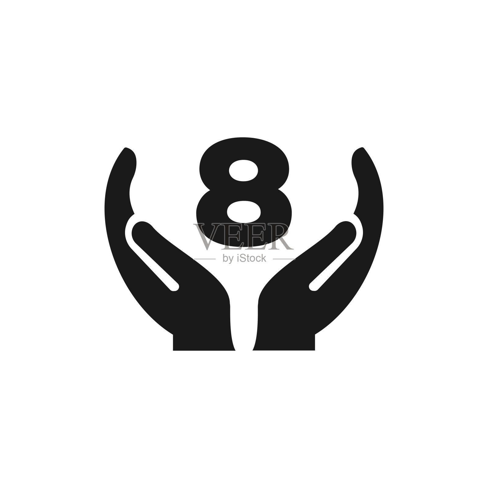 Letter 8 giving hand logo设计。手标志设计的字母8矢量模板插画图片素材