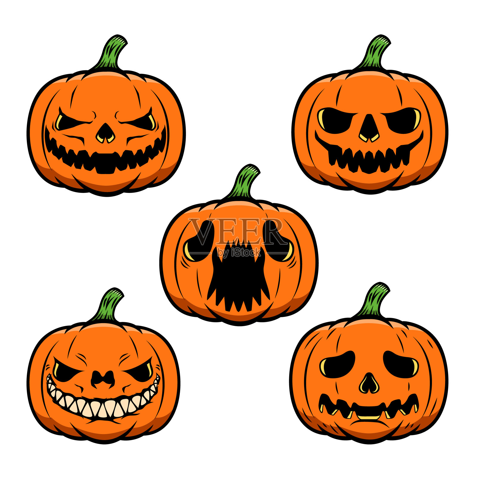 万圣节南瓜的插图。设计元素海报，卡片，横幅，标志t恤。矢量图设计元素图片