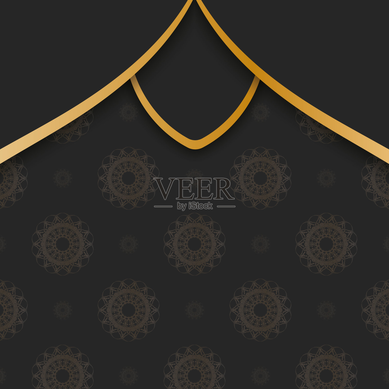 黑色印着印度金色图案的小册子已经可以印刷了。插画图片素材