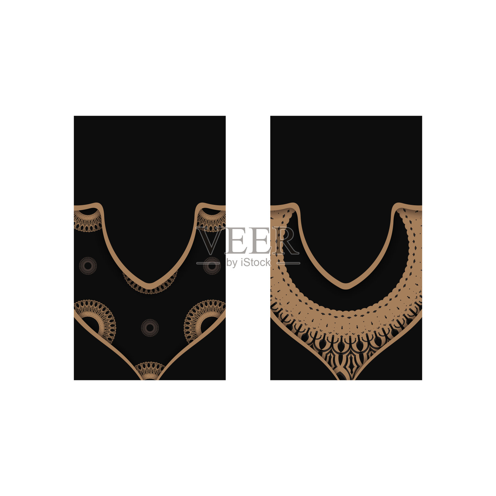 您的品牌的黑色名片与豪华的棕色装饰。插画图片素材
