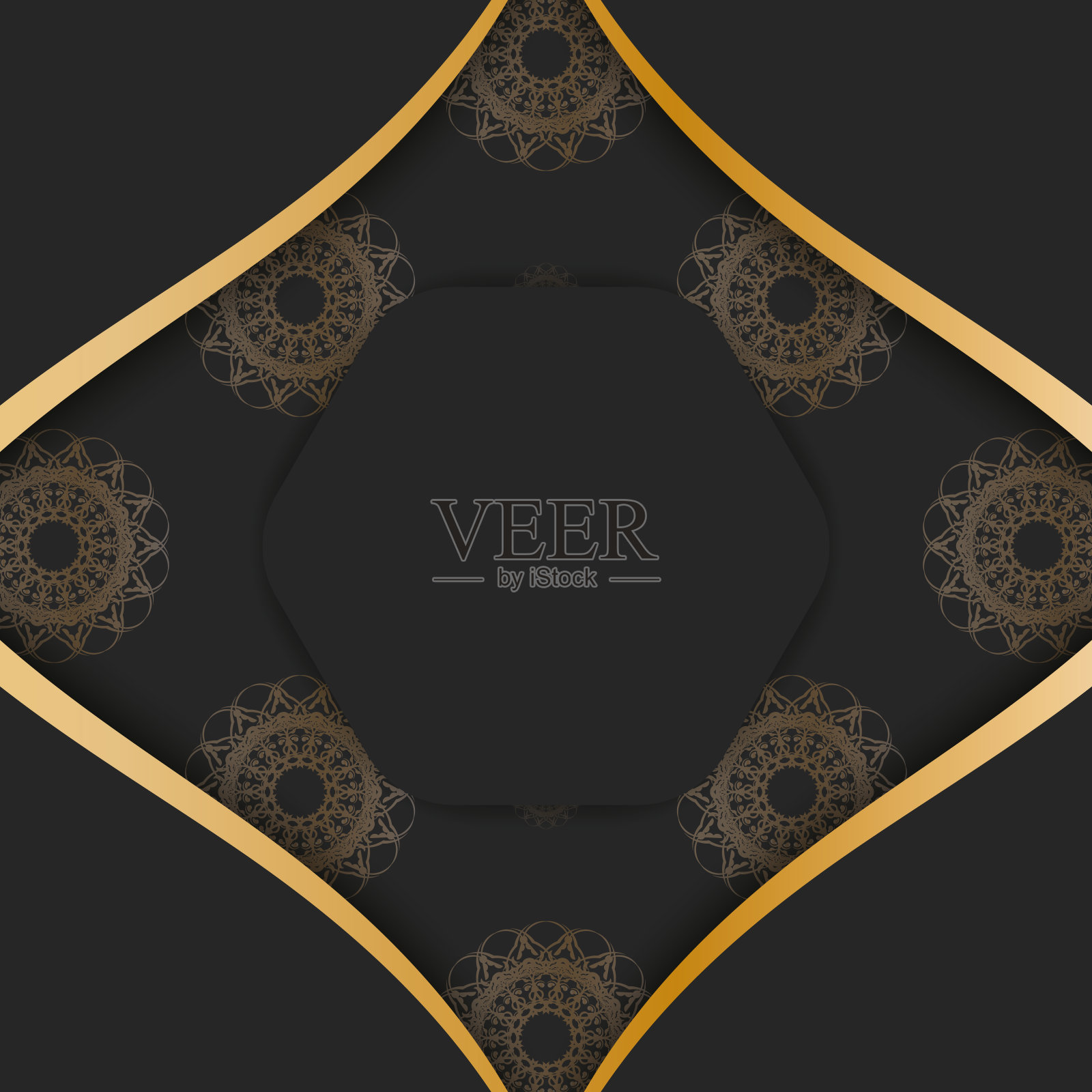 这本印有印度金饰的黑色小册子现在可以印刷了。插画图片素材