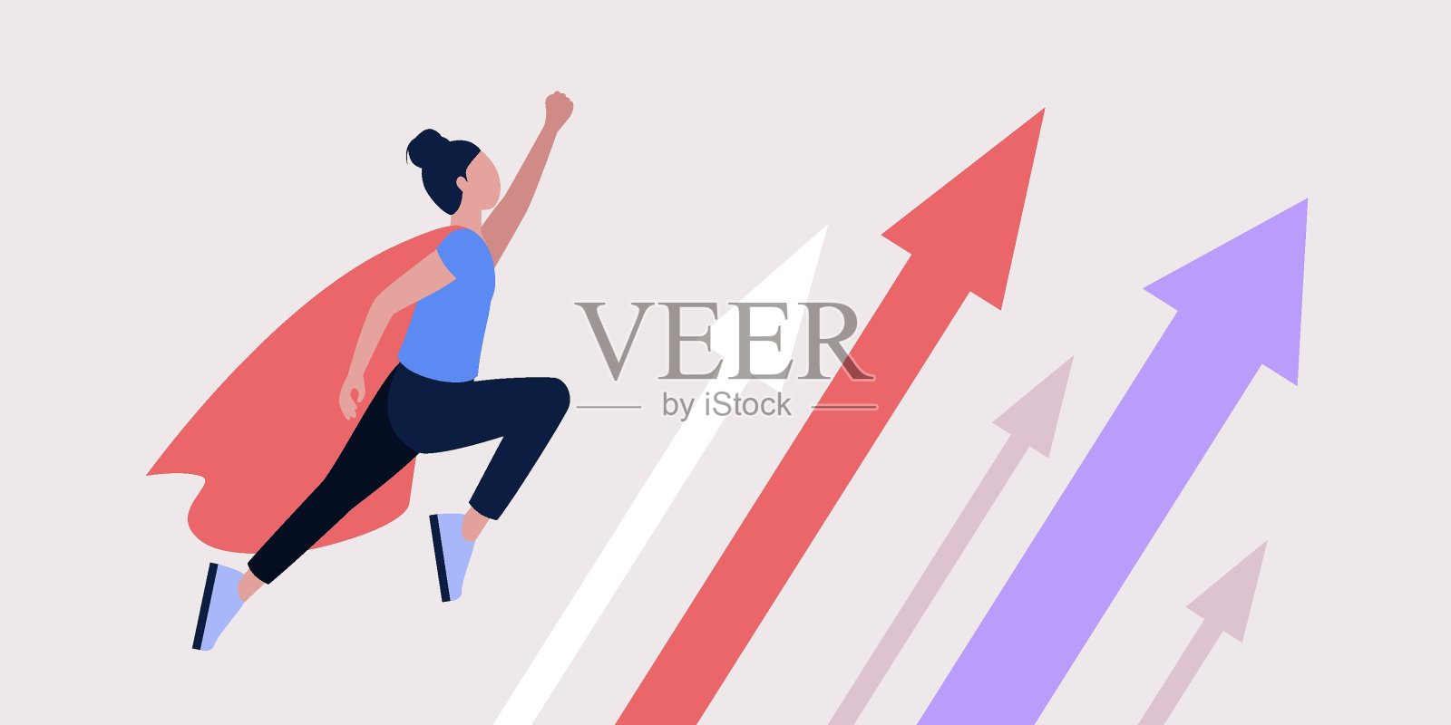 超级英雄飞向商业增长插画图片素材