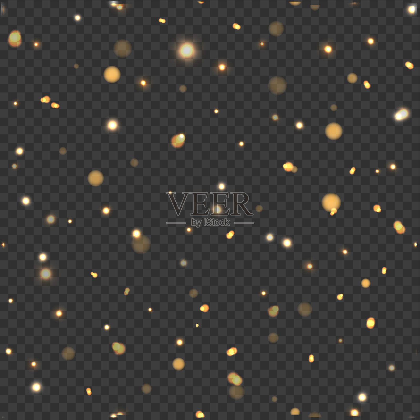 抽象焦景透明背景与闪光火花。向量插画图片素材