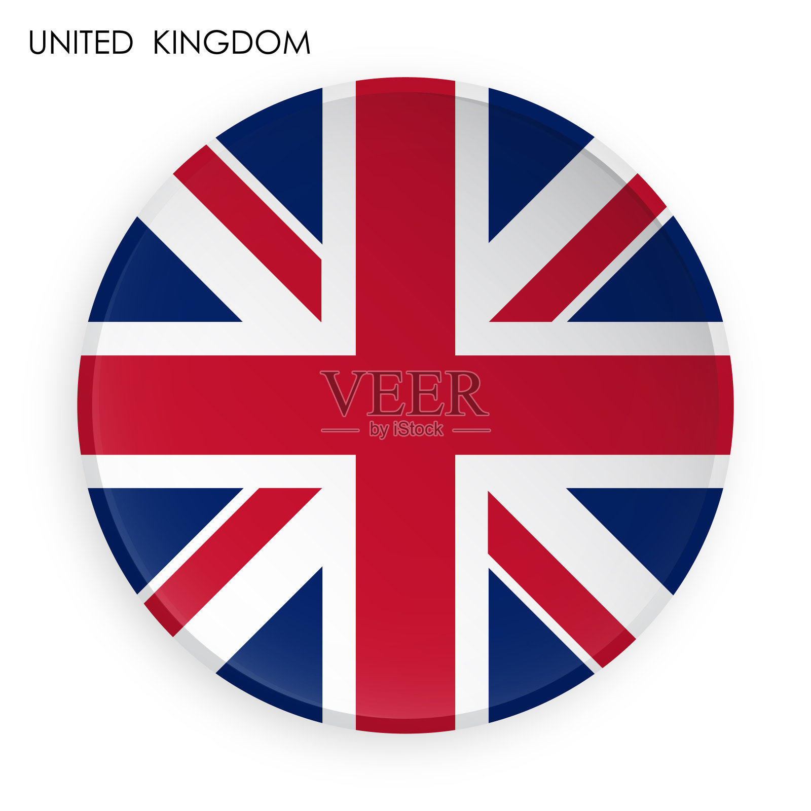 大不列颠及北爱尔兰联合王国的旗帜图标在现代新形态风格。移动应用程序或网页按钮。白色背景向量设计元素图片