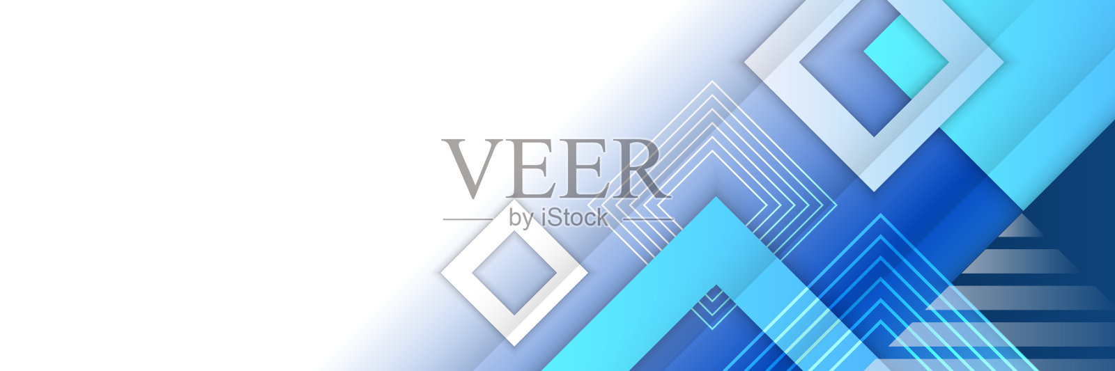 彩色的蓝色和灰色光滑的正方形抽象的技术横幅设计。几何矢量的背景。横幅网页设计模板动态几何图案斜条纹线元素的蓝色背景插画图片素材