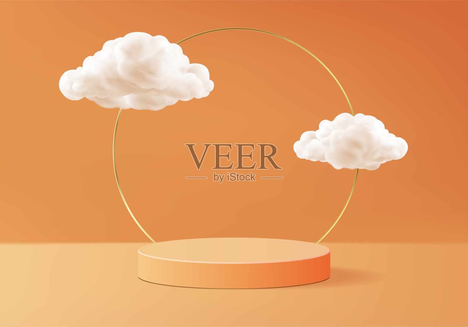 3d背景产品展示最小的讲台场景与几何平台。背景矢量3d与获奖者奖台。展示化妆品。舞台展示在台座上的现代工作室橙色粉彩插画图片素材