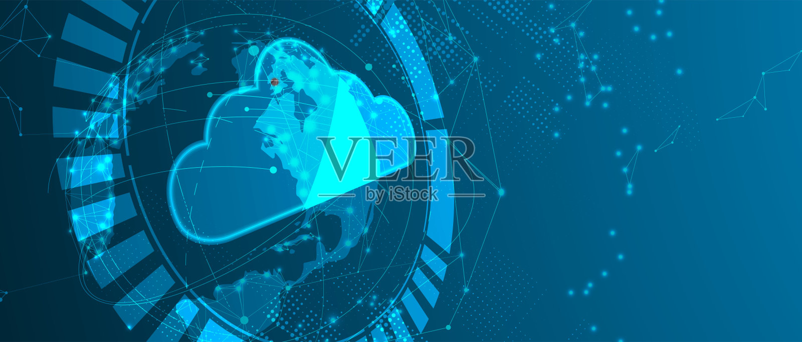 云技术。综合数字web概念背景插画图片素材