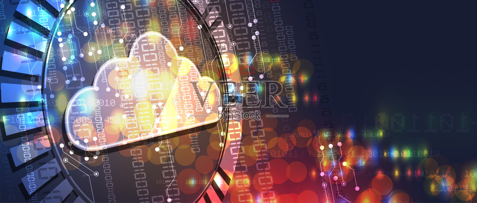 云技术。综合数字web概念背景插画图片素材