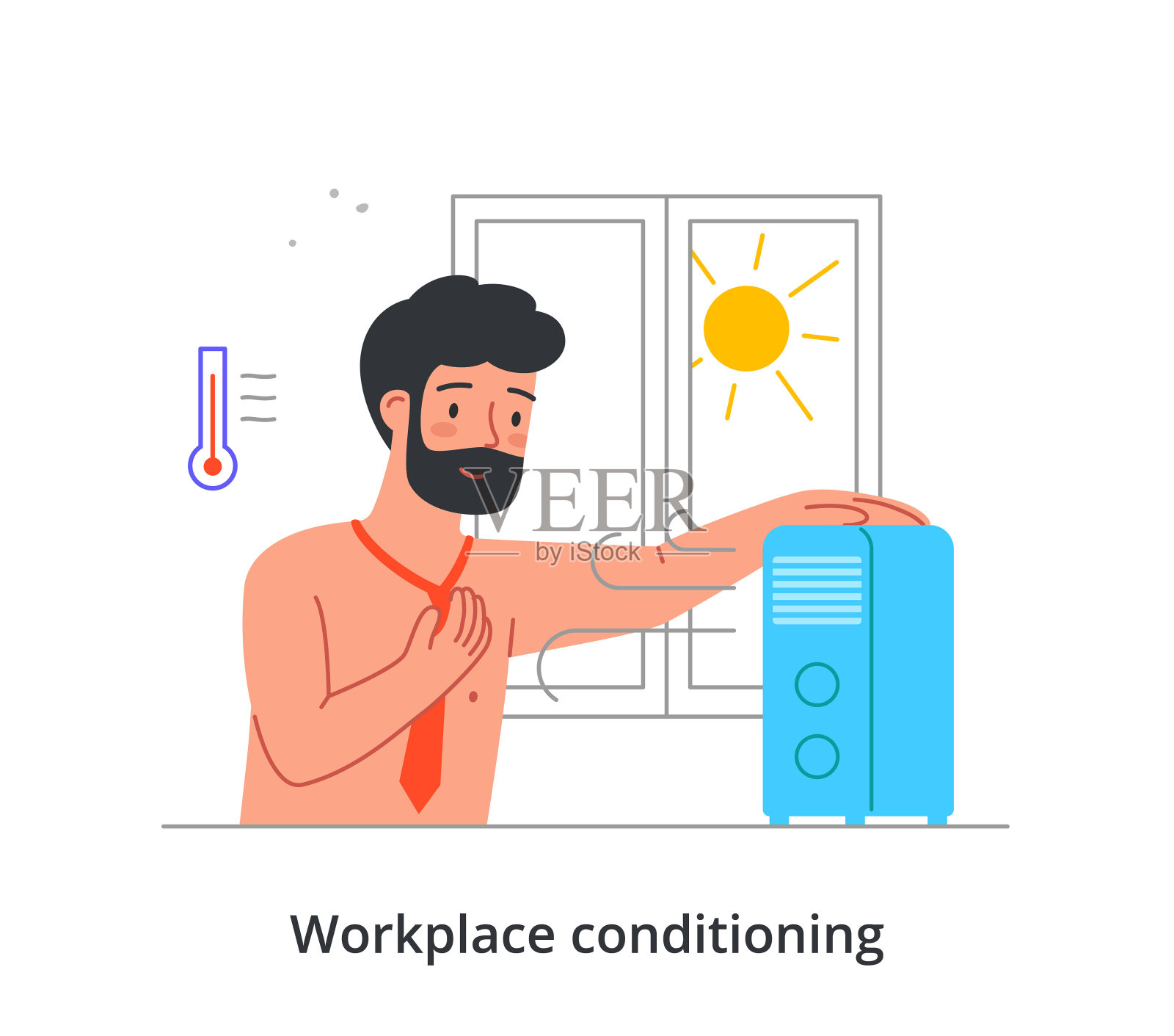 人们在热的概念中工作插画图片素材