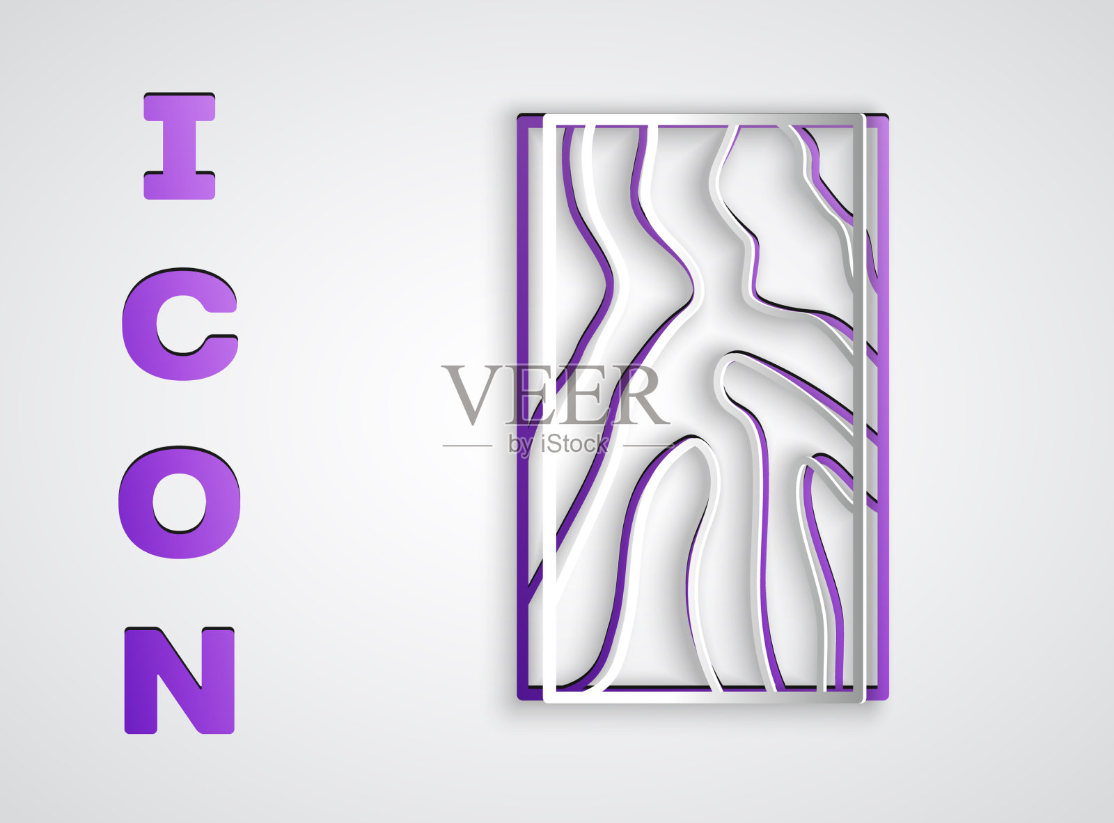 剪纸木梁图标孤立在灰色插画图片素材