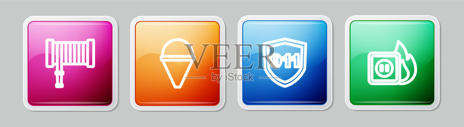 消防水带卷筒桶紧急设置线图标素材