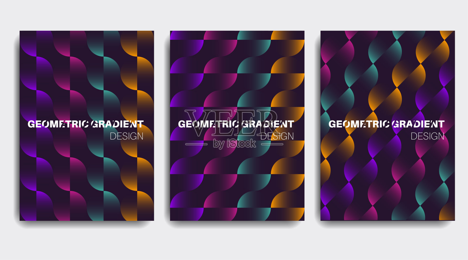 最小几何海报集。几何梯度形状组成。向量EPS 10。插画图片素材