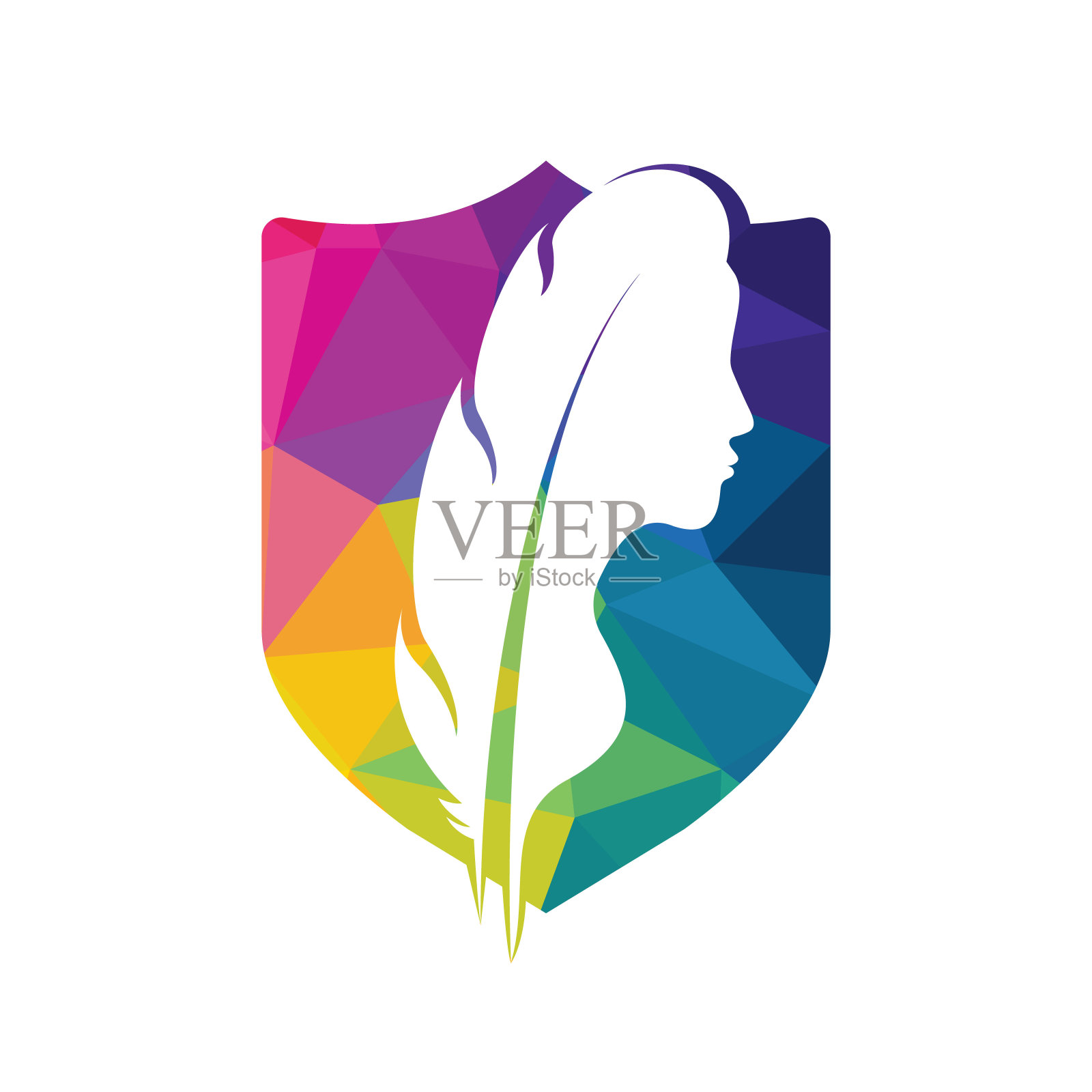 柔软美丽的女人和羽毛标志模板设计矢量。Spa和沙龙标志模板。插画图片素材