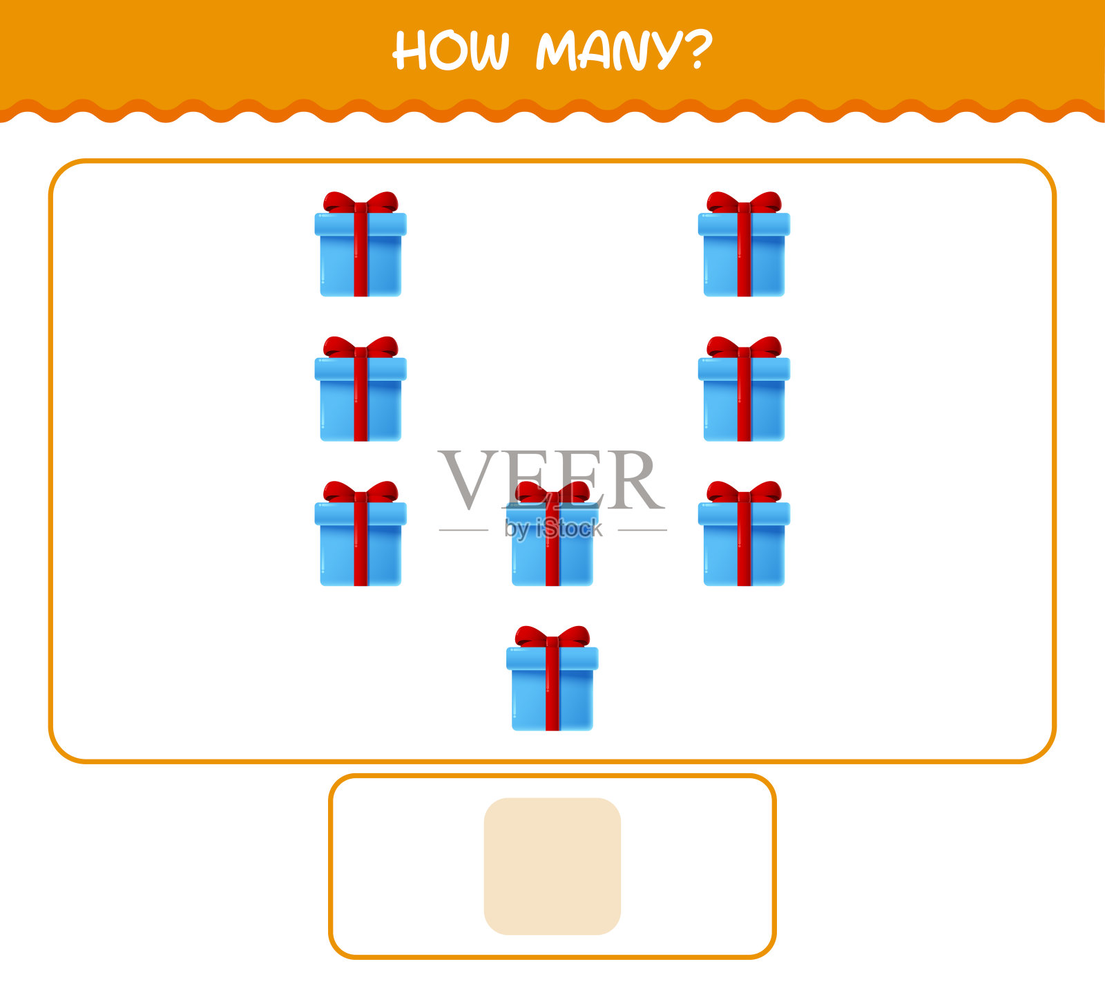 有多少卡通礼品盒。计算游戏。学龄前儿童和幼儿的教育游戏插画图片素材
