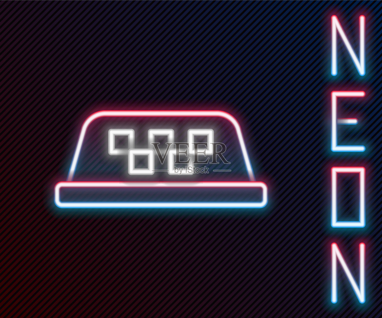 发光的霓虹灯线出租车车顶图标孤立上插画图片素材