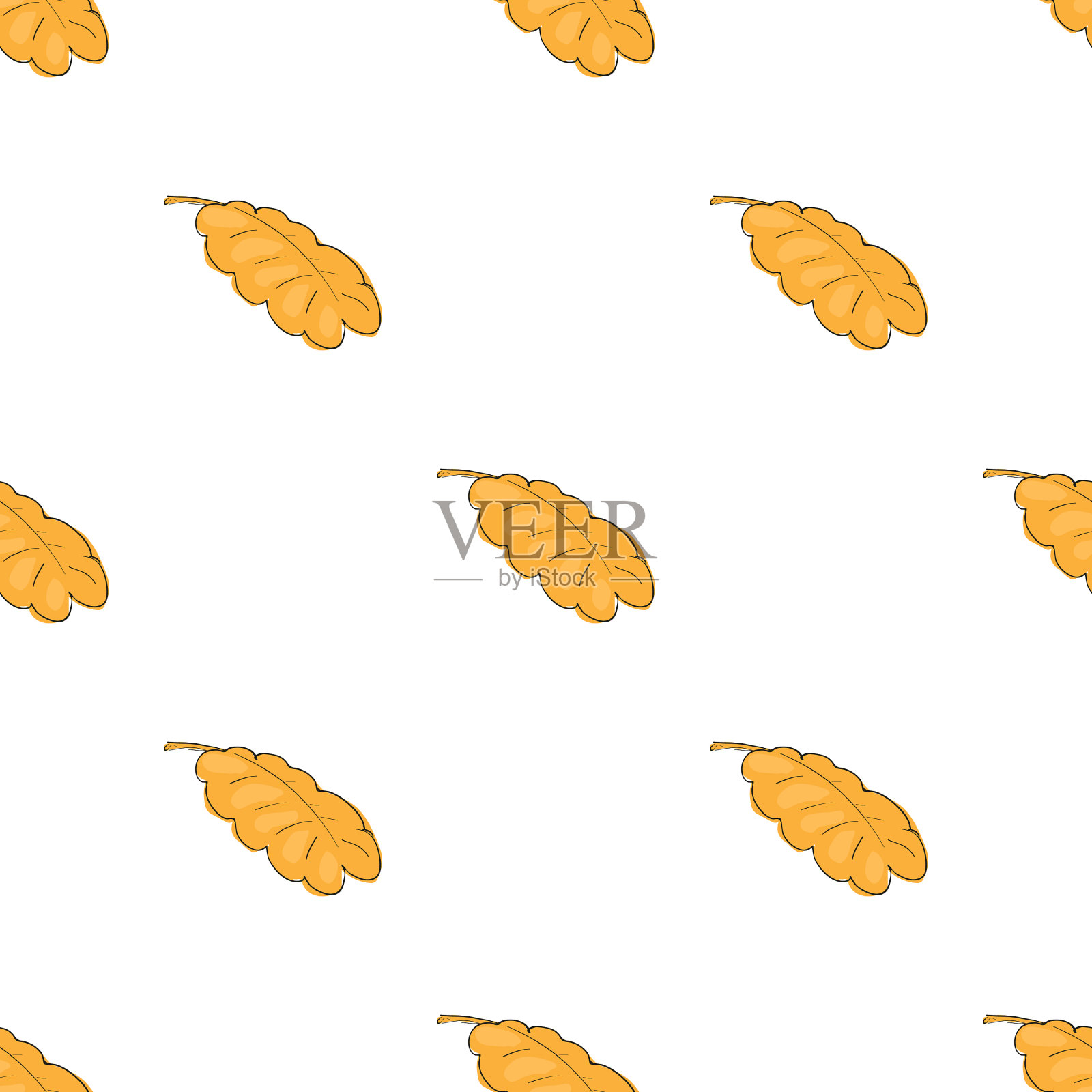 橡树叶花纹无缝插画图片素材