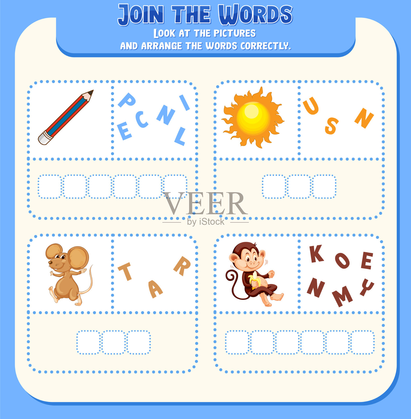 拼字游戏模板插画图片素材