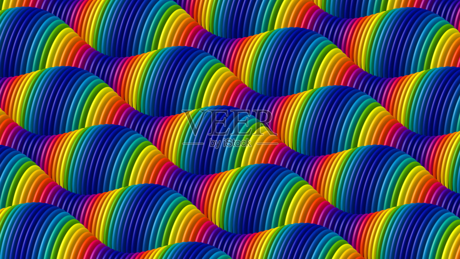 彩虹波浪的形状。抽象背景，3d渲染。照片摄影图片