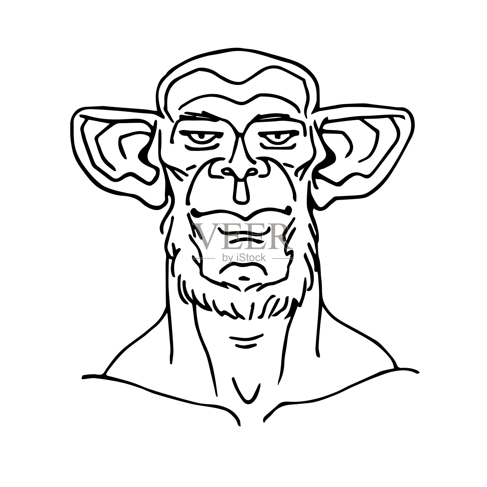 长着大耳朵的雄性黑猩猩的头。《阿凡达》。插画图片素材