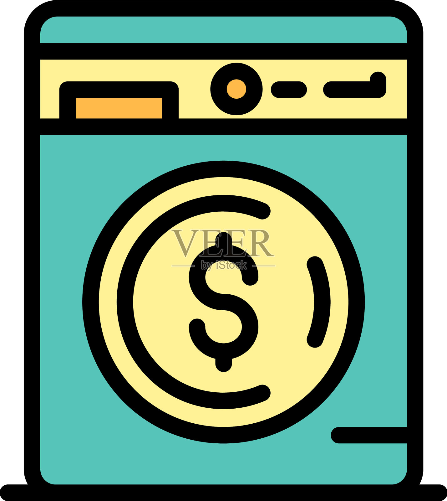 洗钱机图标颜色轮廓插画图片素材