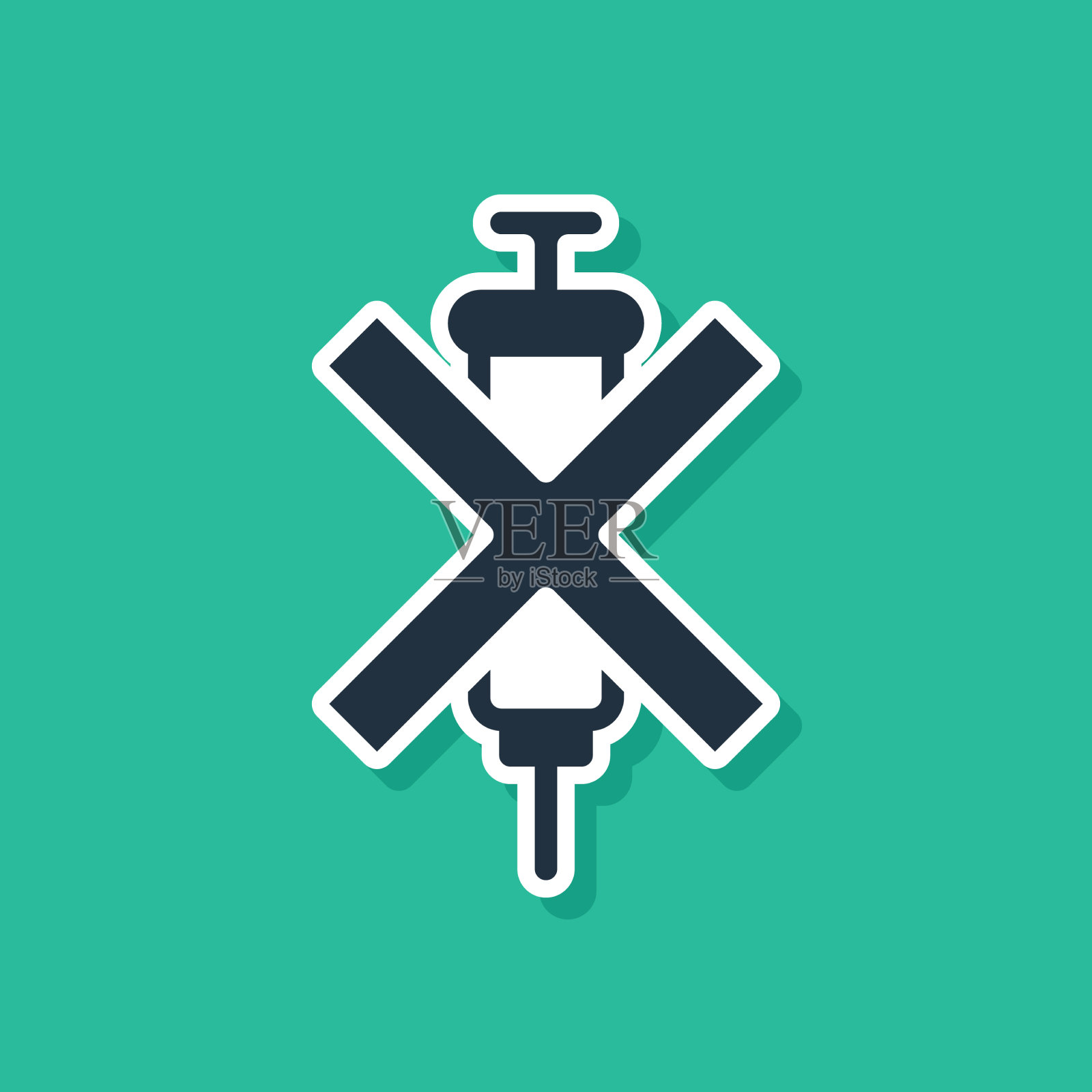 蓝色无兴奋剂注射器图标隔离绿色插画图片素材