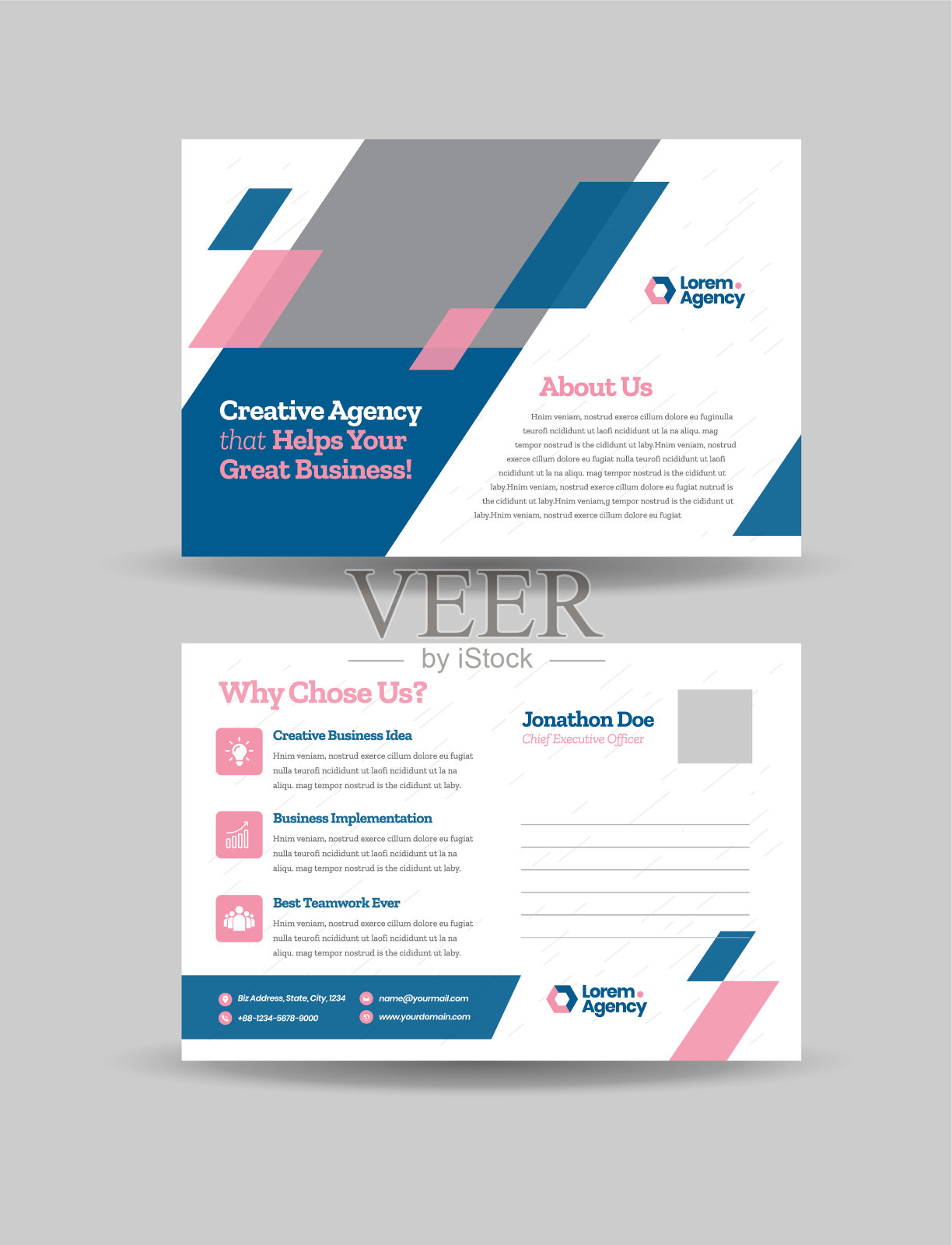 公司商务明信片设计或保存日期邀请卡或直接邮寄EDDM设计插画图片素材