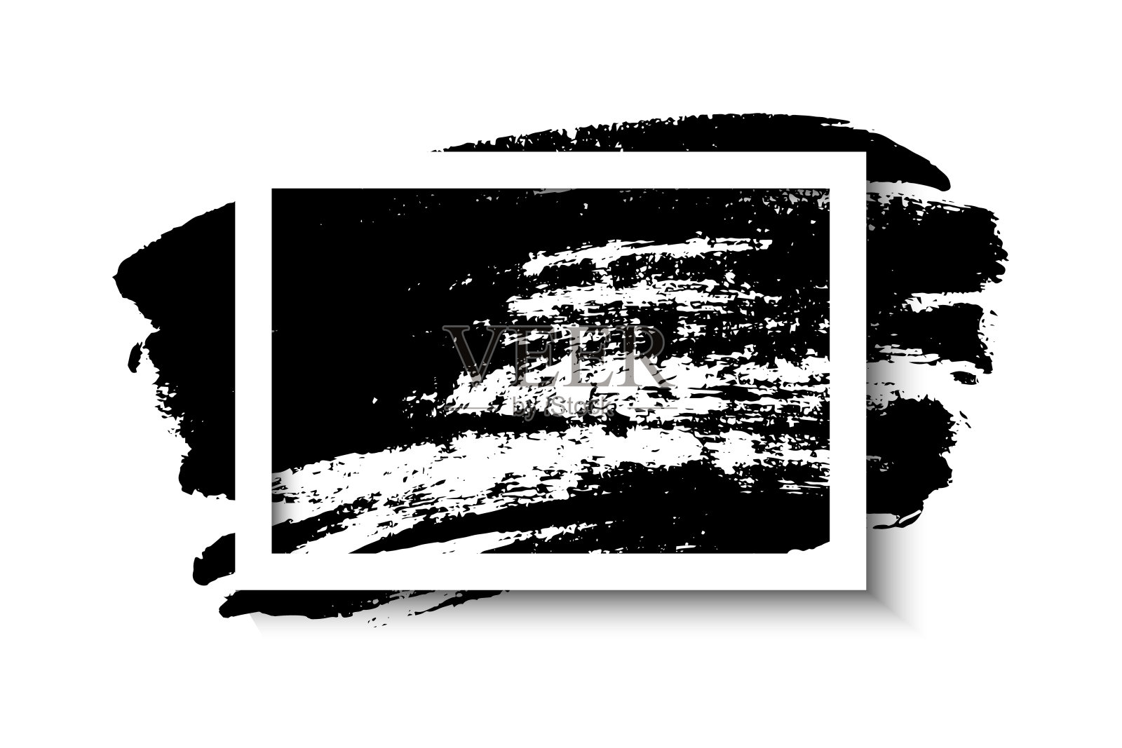 白色的框架和黑色的墨水笔触在白色的背景。矢量图插画图片素材