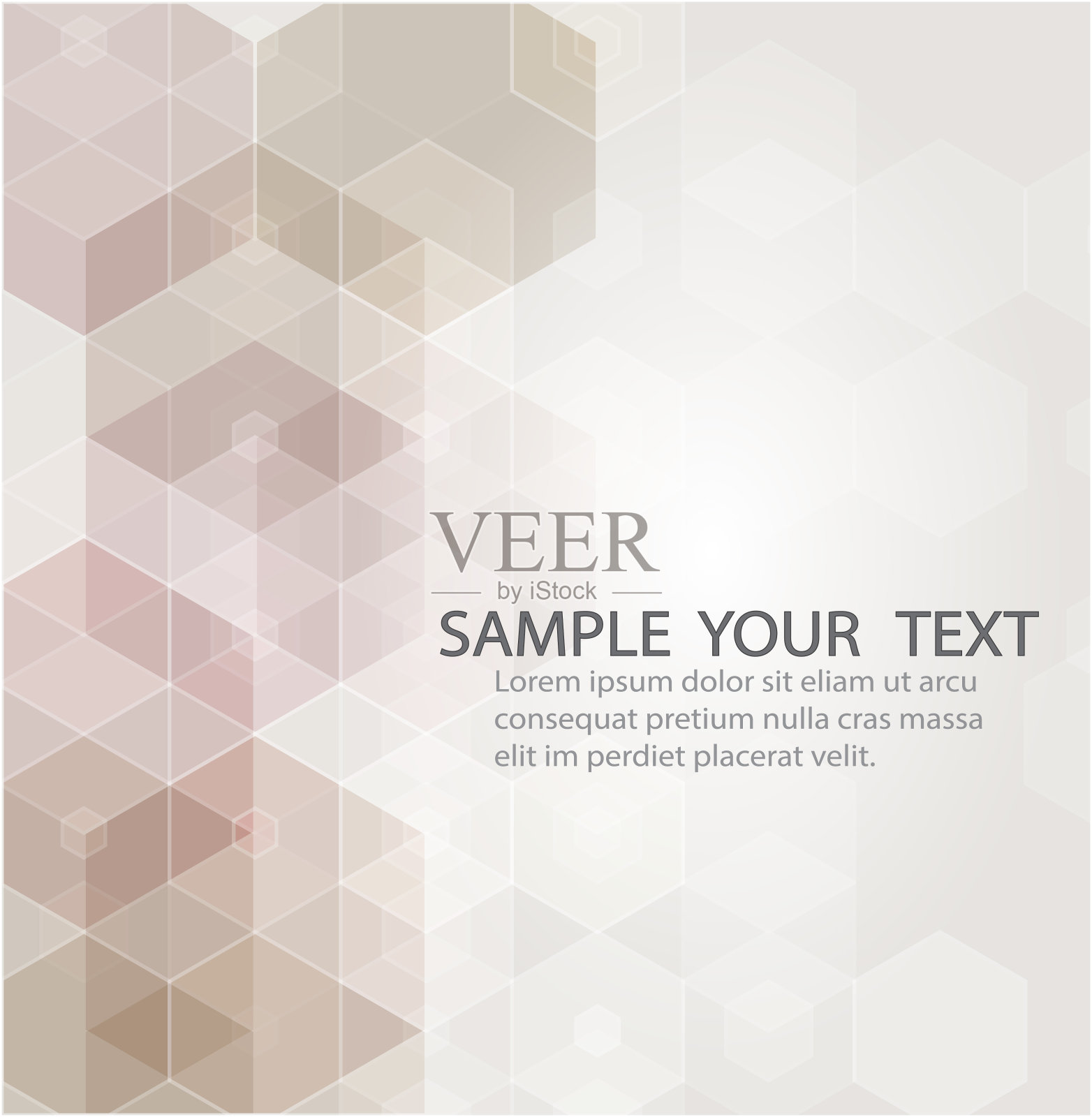 抽象插图的黄色，棕色，蓝色和灰色小六边形背景。设计模板素材