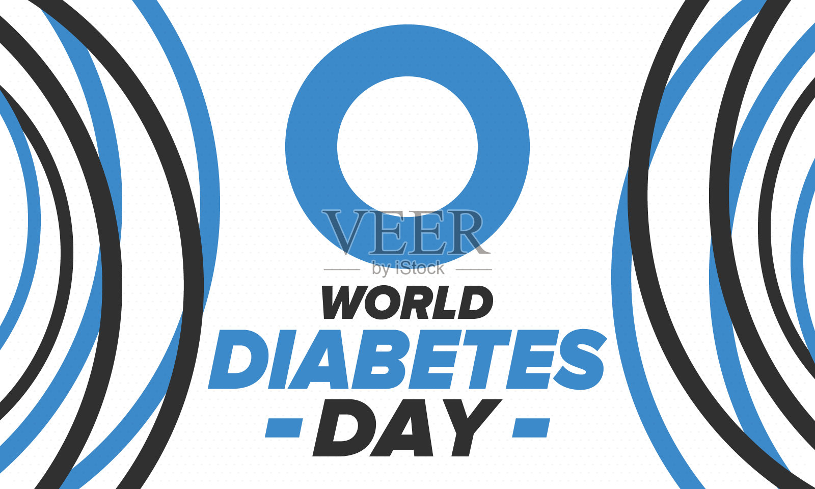 世界糖尿病日：11月宣传月，蓝色圆形标志，医疗保健和预防设计海报、贺卡、banner和背景矢量插画插画图片素材