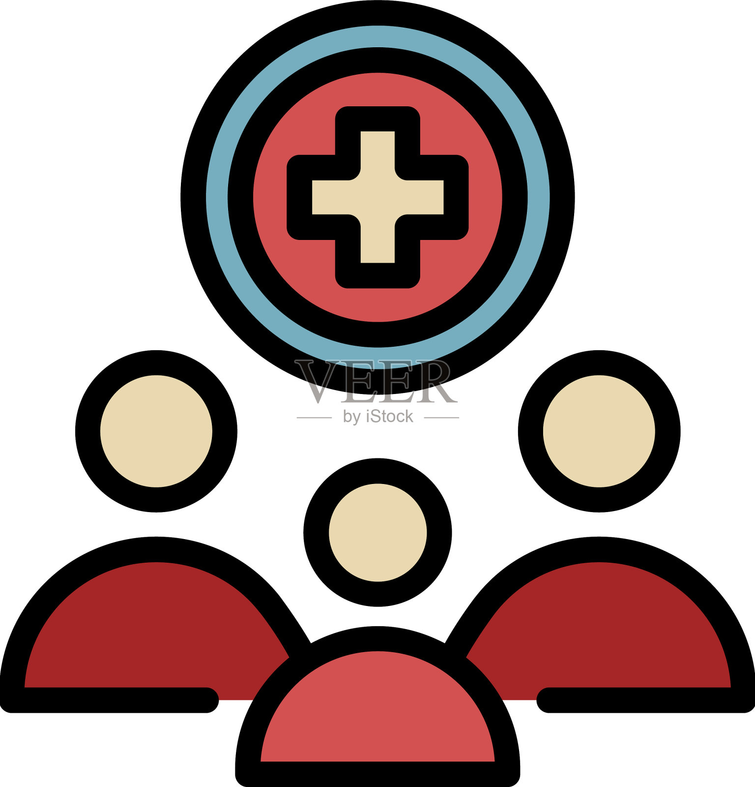 家庭医疗保健图标彩色轮廓插画图片素材