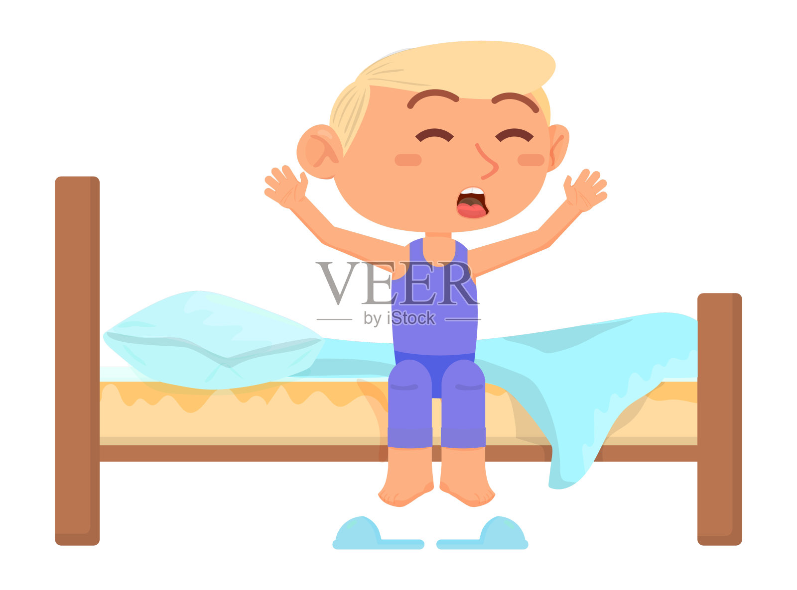 孩子早上醒来。新的一天开始。觉醒cooncept设计元素图片