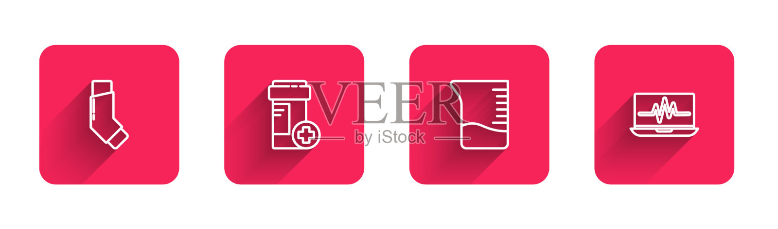 设置线吸入器药瓶量杯图标素材