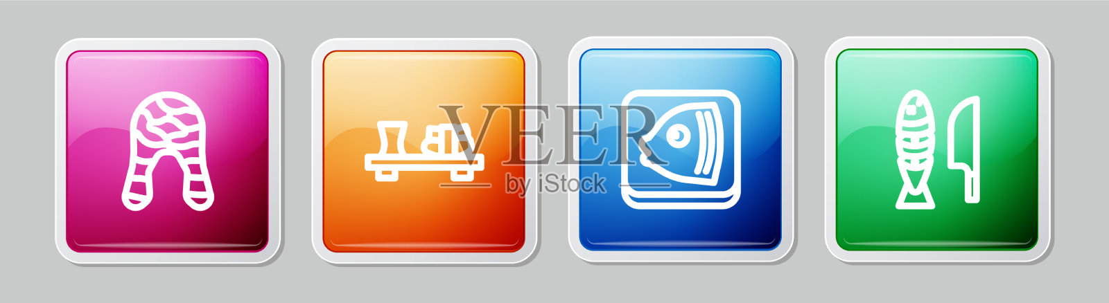 将鱼排寿司排在砧板上图标素材