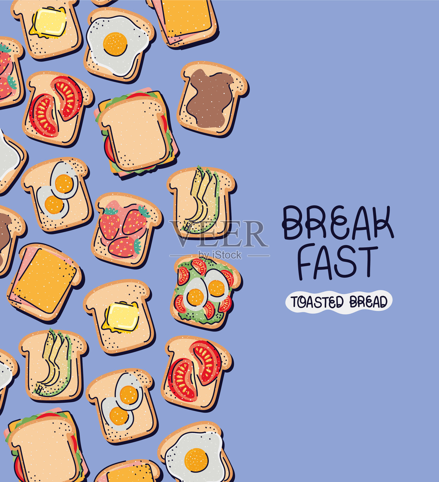 可爱的烤面包插画图片素材