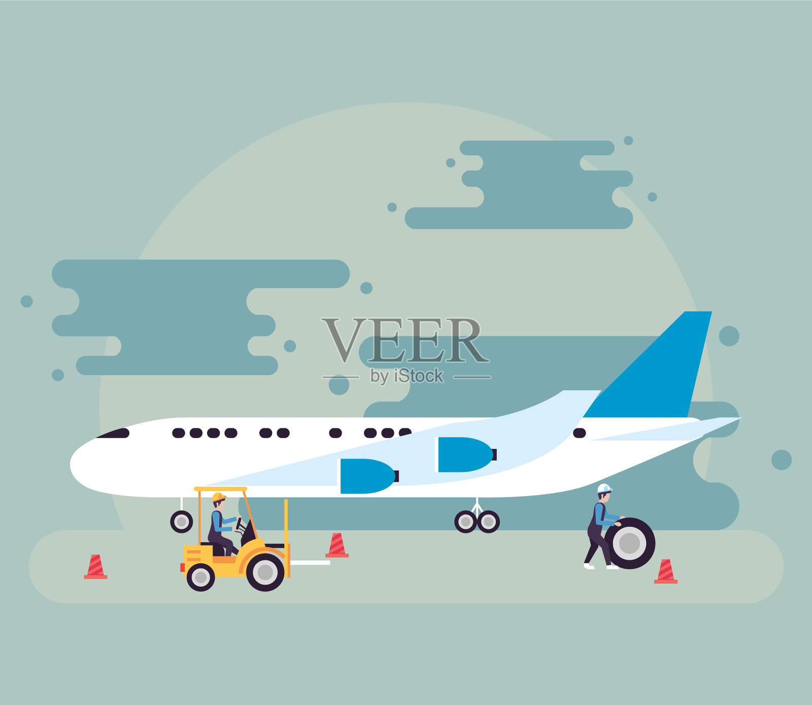 飞机和航空公司工作人员插画图片素材