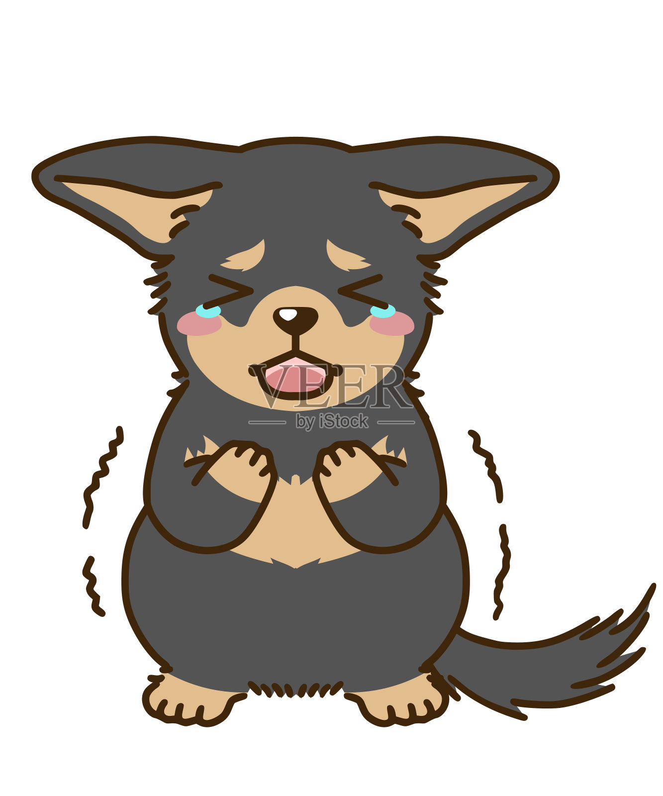 受惊的吉娃娃(黑色和棕色)设计元素图片