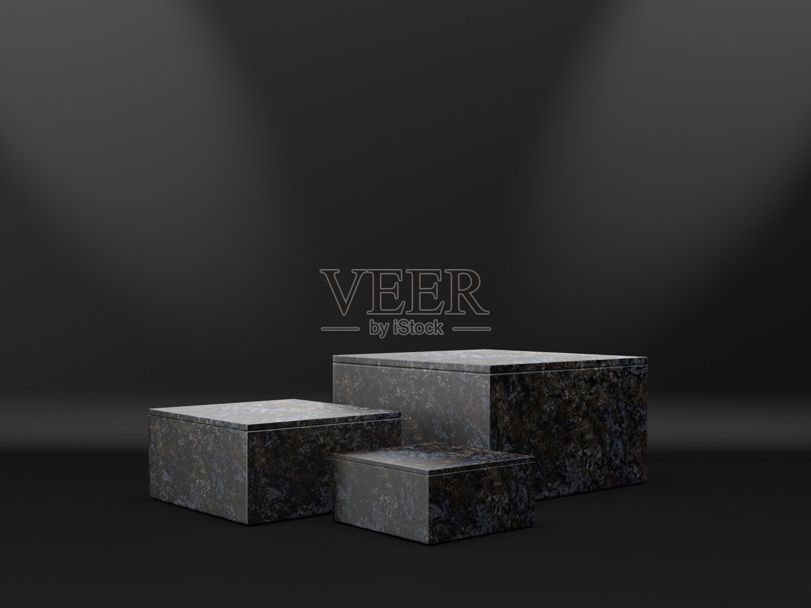 黑色背景上的黑色讲台。黑暗现实的平台照片摄影图片