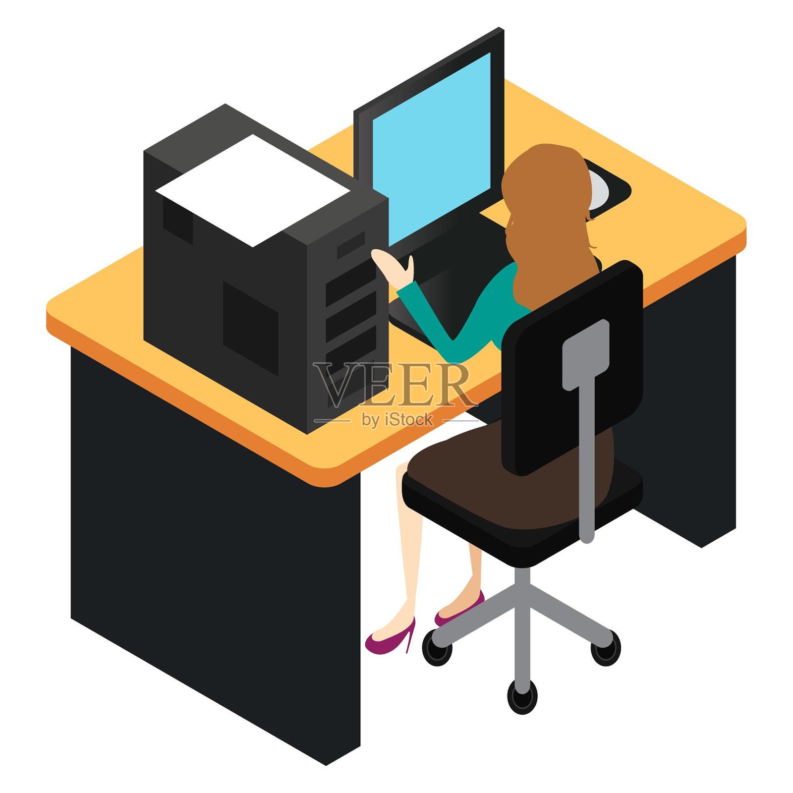 办公工作职员职场电脑设计元素图片