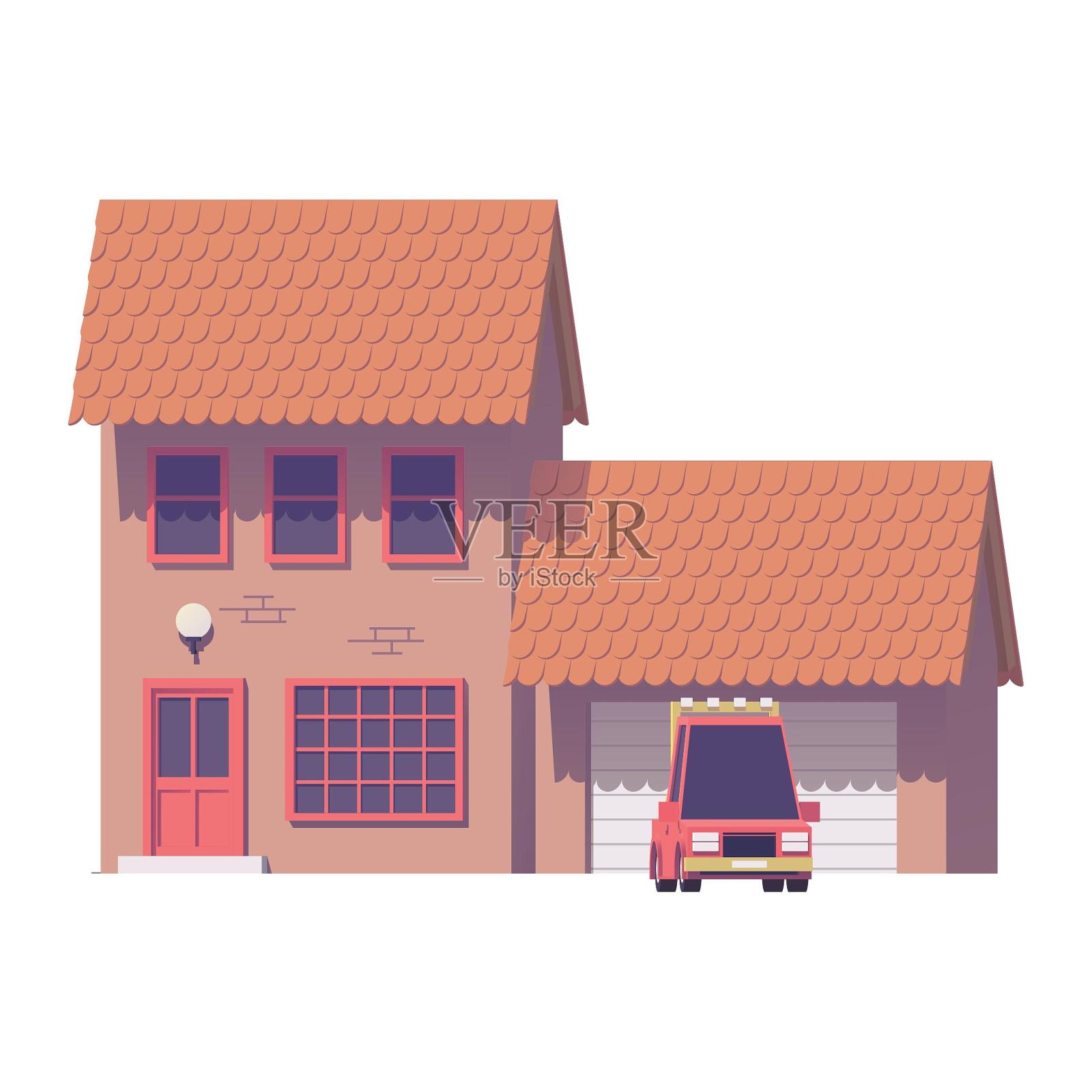 建筑住宅房子楼房仓库车库车设计元素图片