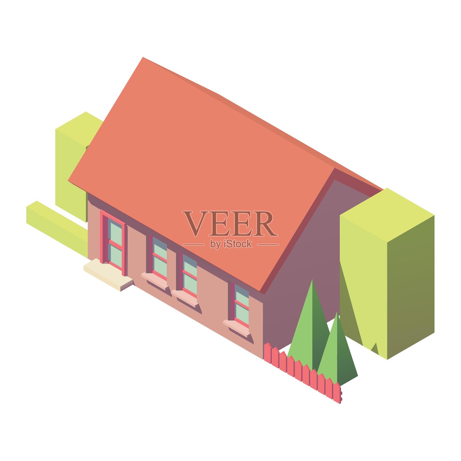 建筑住宅房子绿化绿植设计元素图片