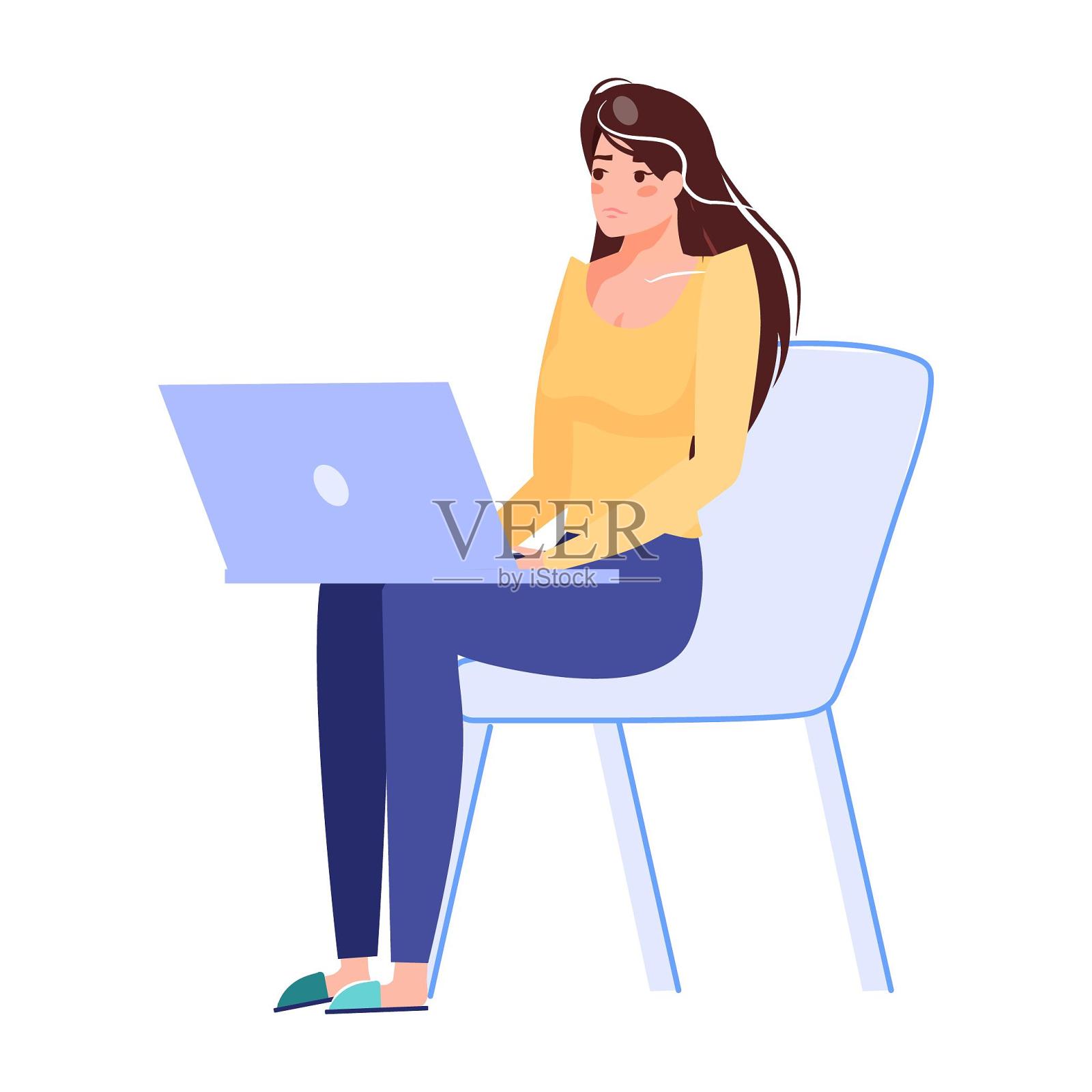 手绘人物工作写作办公思考设计元素图片