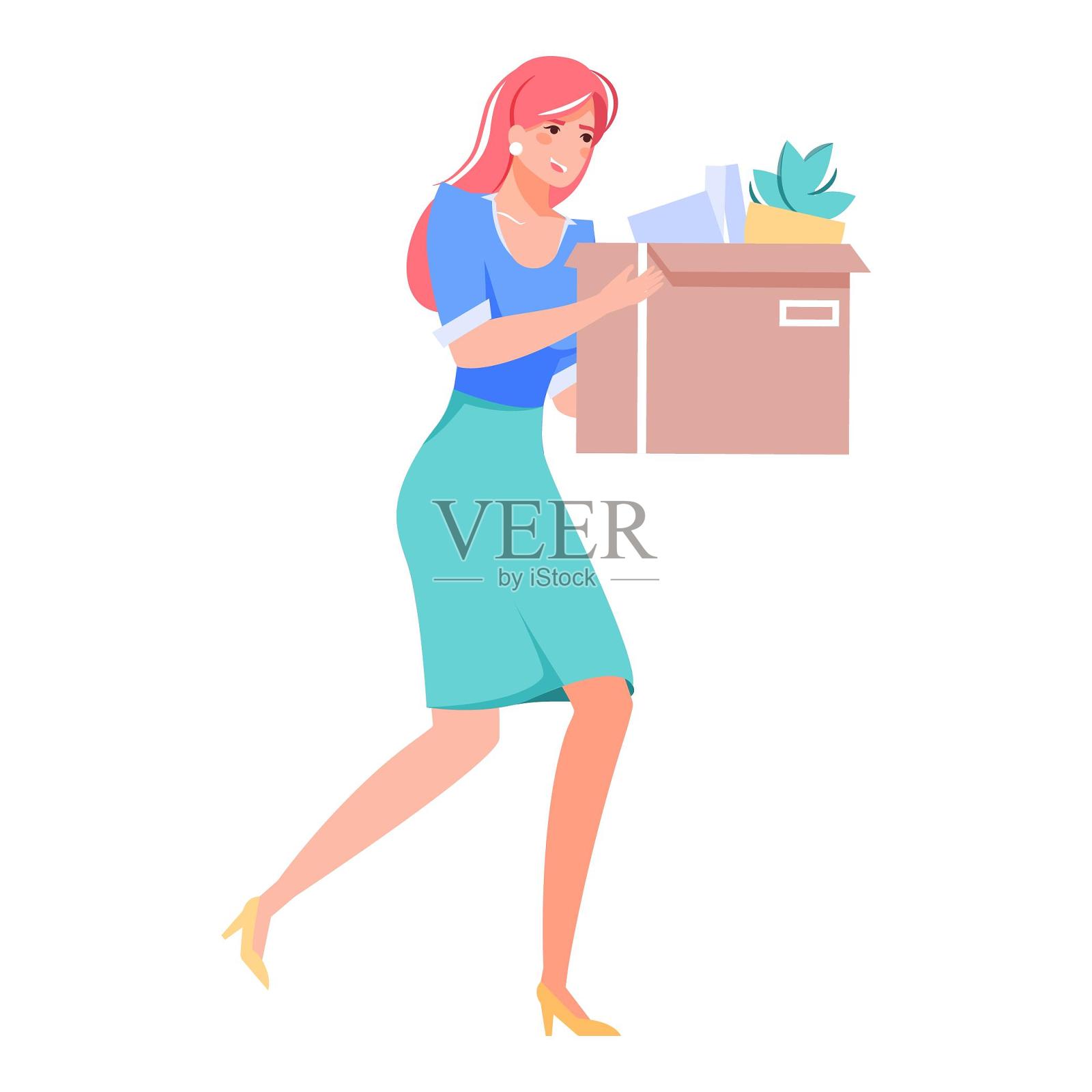 手绘人物收拾文件个人资料个人物品设计元素图片