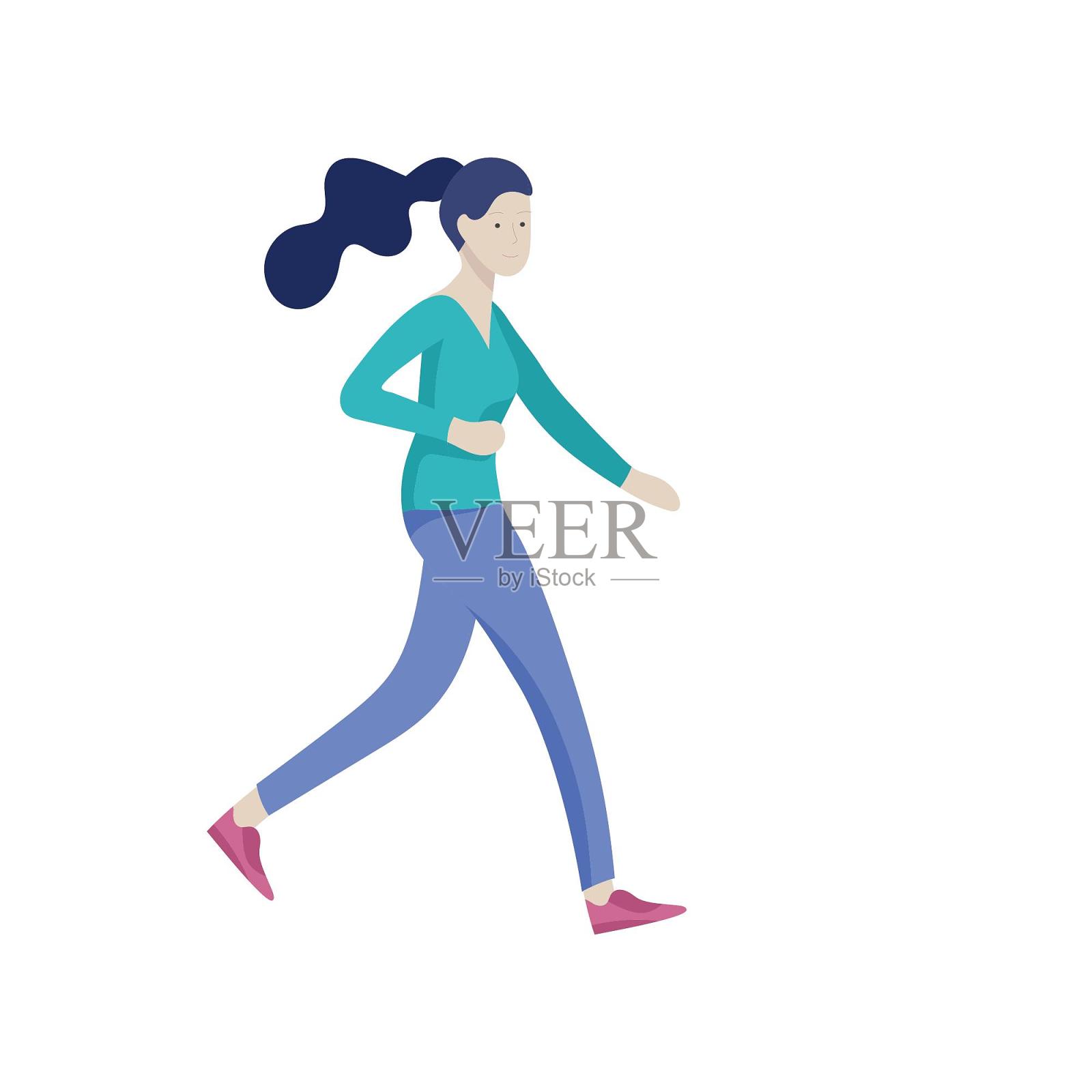 散步跑步运动人物设计元素图片