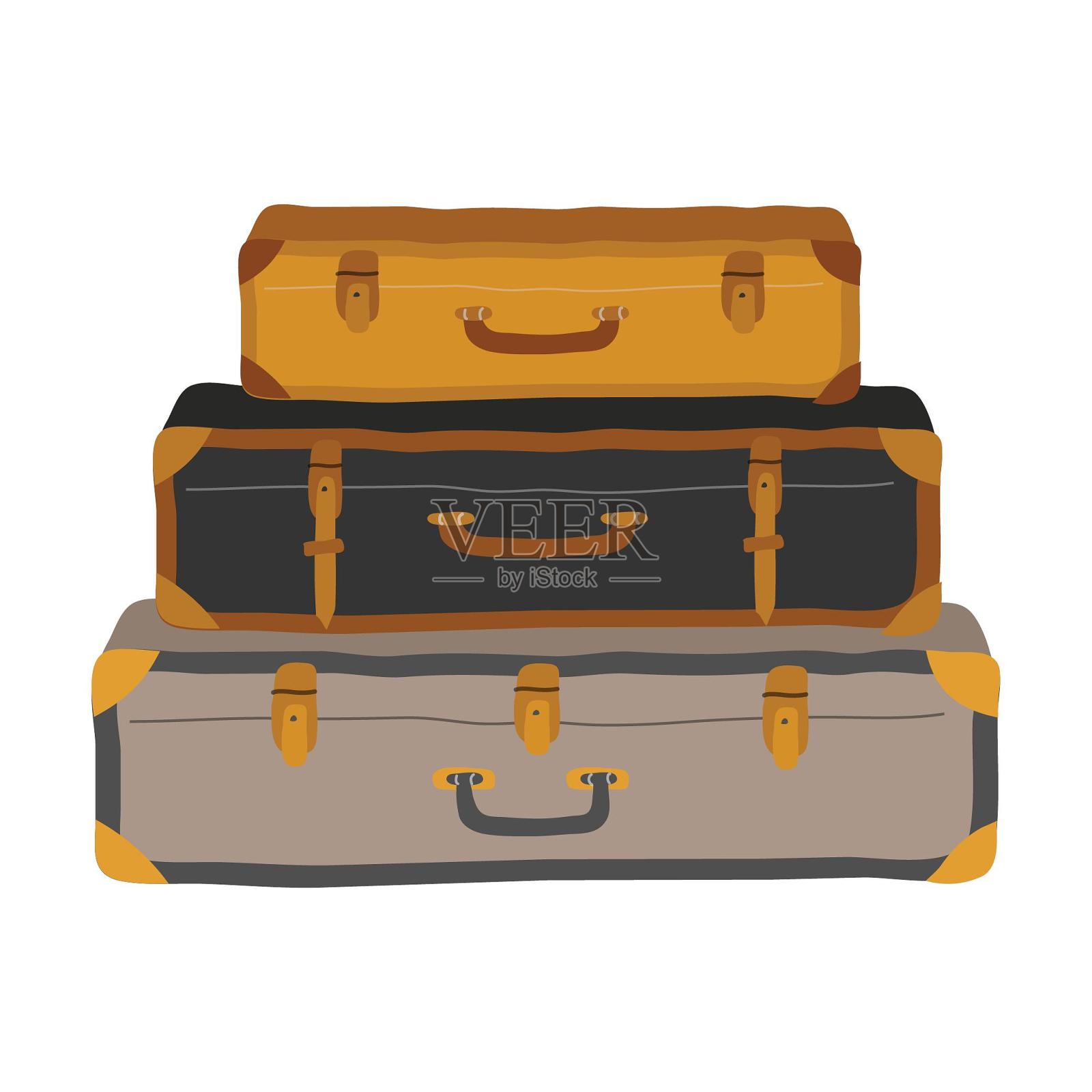 旅行箱行李箱出游箱子手绘卡通设计元素图片